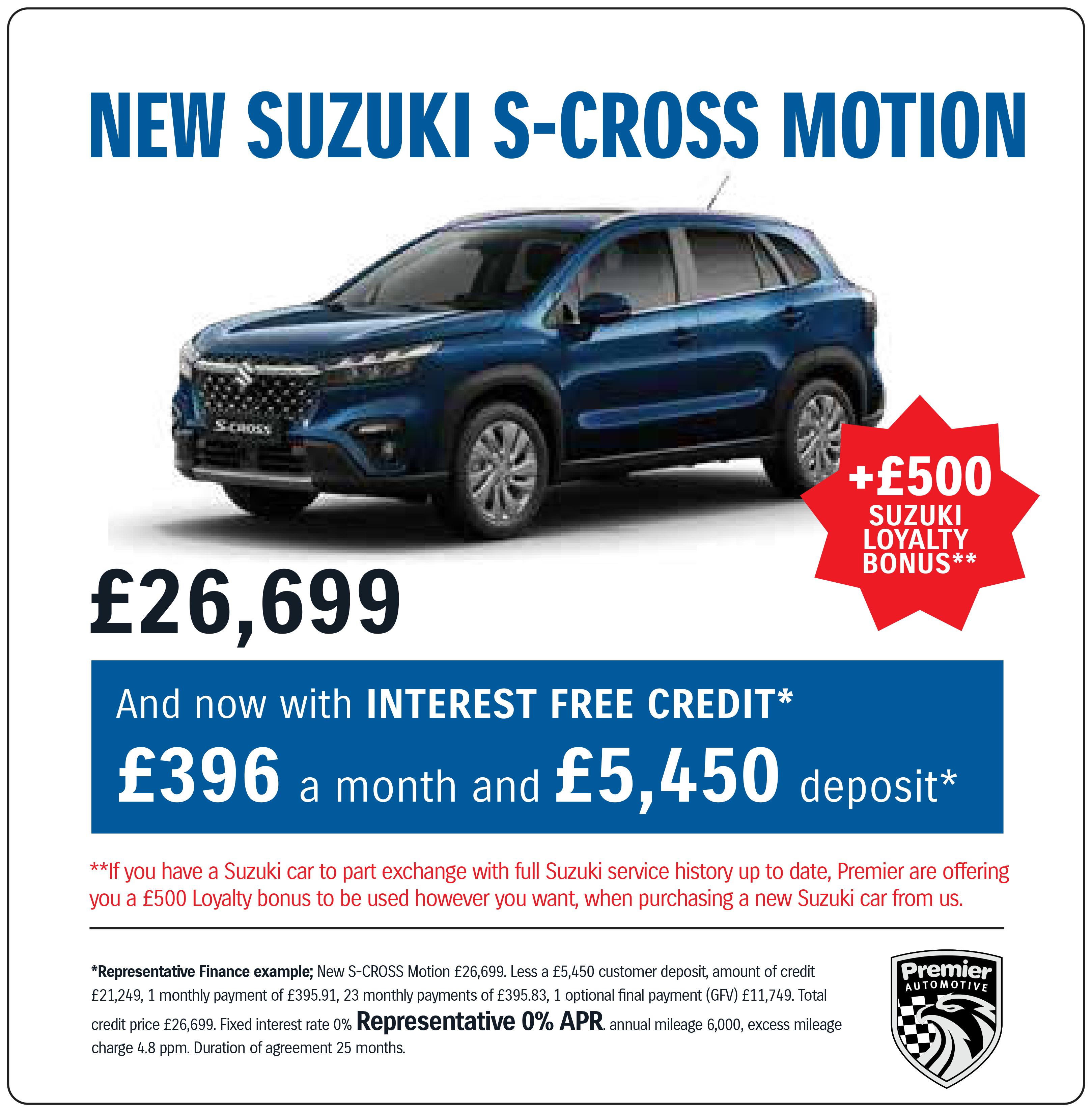 NEW SUZUKI S-CROSS MOTION WITH INTEREST FREE CREDIT